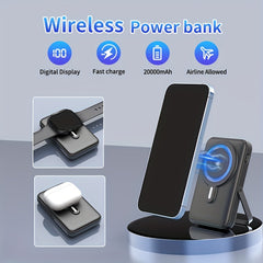 3 in 1 Wireless Magnetic Power Bank - 20,000mAh