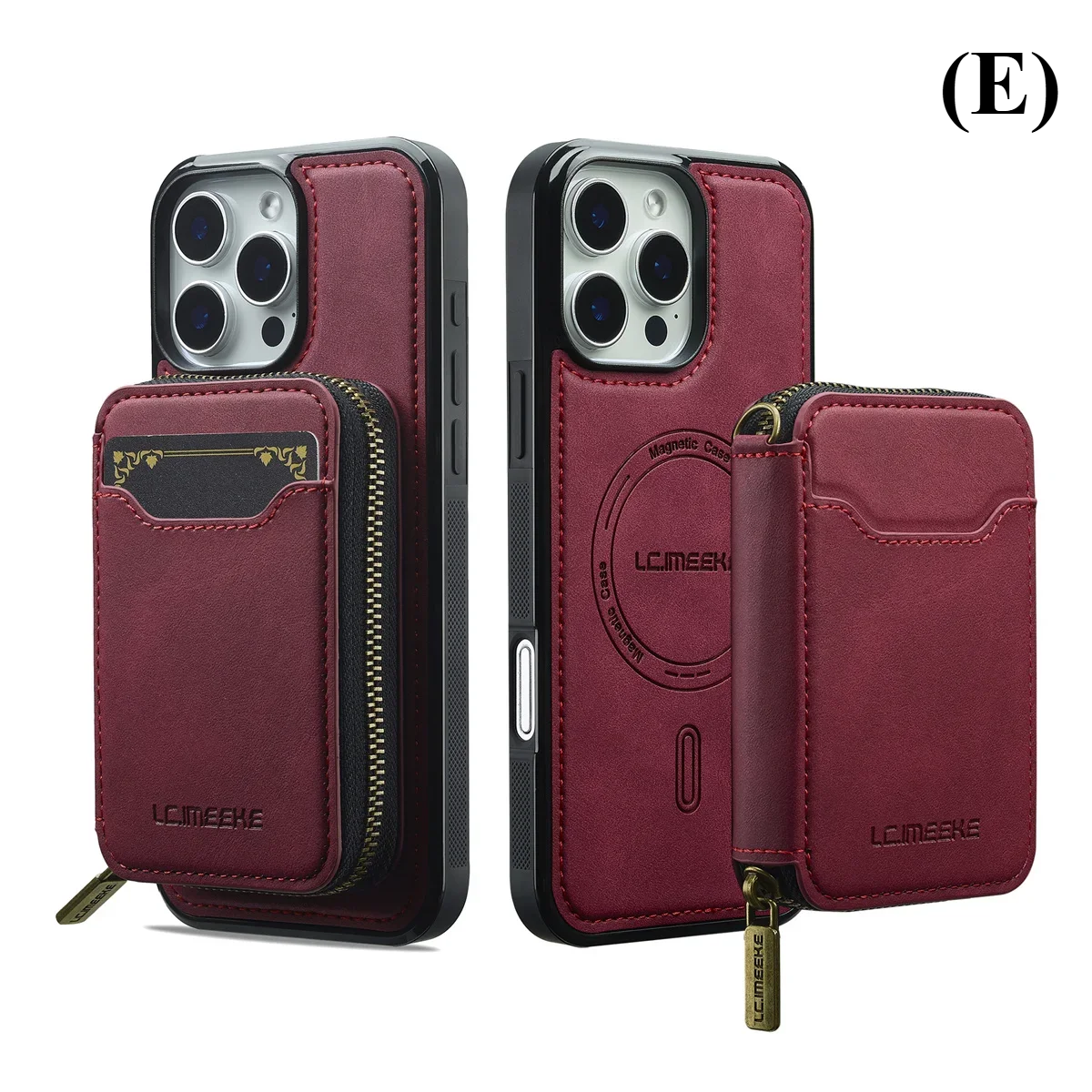 2 in 1 MagSafe Magnetic Leather Wallet & Card Holder Case - for iPhone 15 Series - E - Green / Plus - Phone Cases Covers