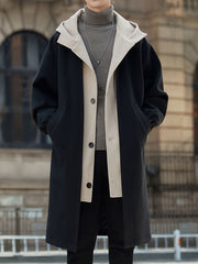 Men’s Casual Hooded Tweed Trench Coat by Snagg A Coat