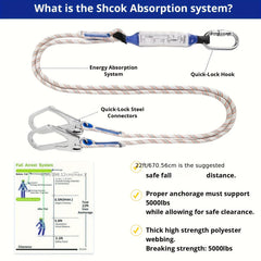 Full Body Roofing Safety Harness Kit with Shock Absorbing Lanyard by Snagg A Safety Harness