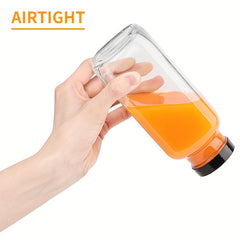 Glass Travel Juice Bottles 12 Pack 500ml Leak Proof BPA Free Lids by Snagg A Bottle