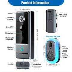 HD Wireless Video Doorbell 720P Resolution with Two-Way Audio by Snagg A Doorbell Camera