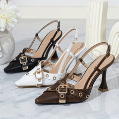 Women’s Buckle Strap Stiletto Sandals by Snagg A Shoes
