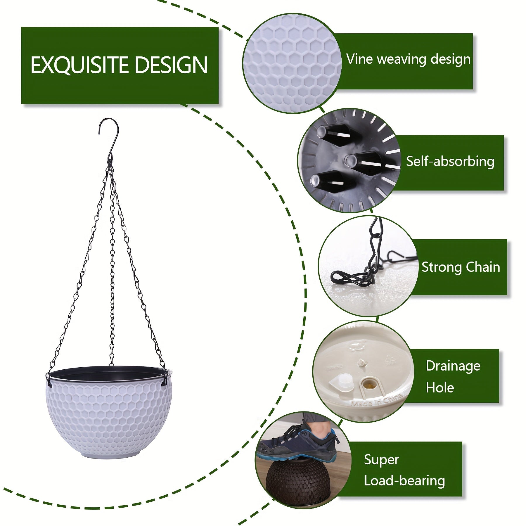 4pcs Hanging Flower Pots with Chains by Snagg A Pot