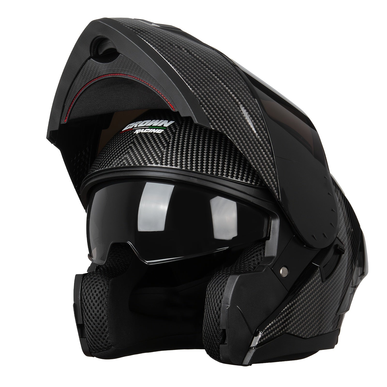 Dual Visor Flip Up Full Face Helmet with Quick Release Buckle by Snagg A Motorcycle Helmet