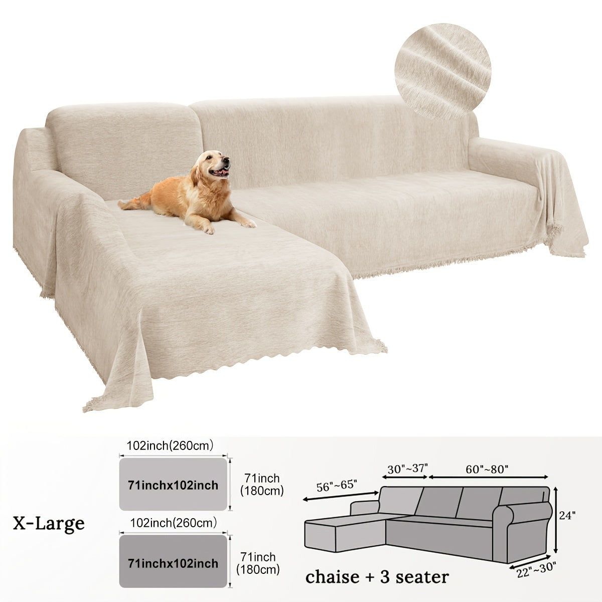 2pcs Chenille Sofa Covers Modern, Pet-Friendly & Double-Sided by Snagg A Sofa Cover