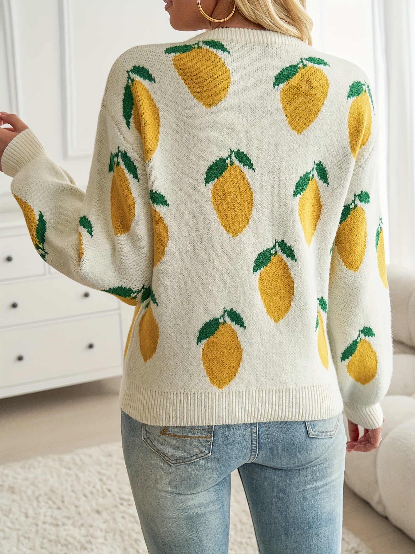 Women’s Cozy Lemon Print Sweater by Snagg A Top