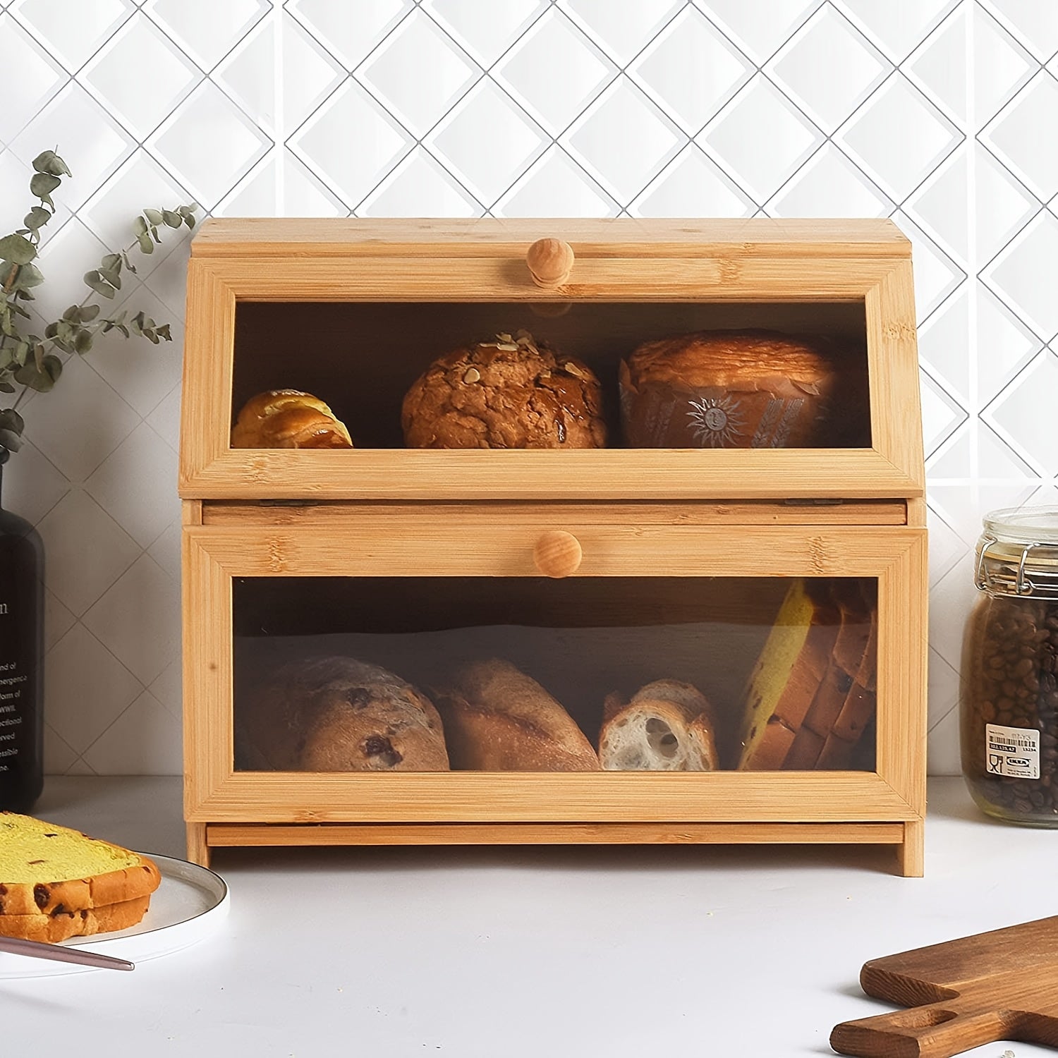 Double Layer Bamboo Bread Box by Snagg A Box