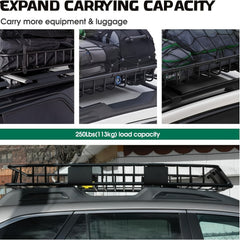 Heavy Duty Steel Rooftop Cargo Basket – 64"x39"x5" by Snagg A Roof Cargo