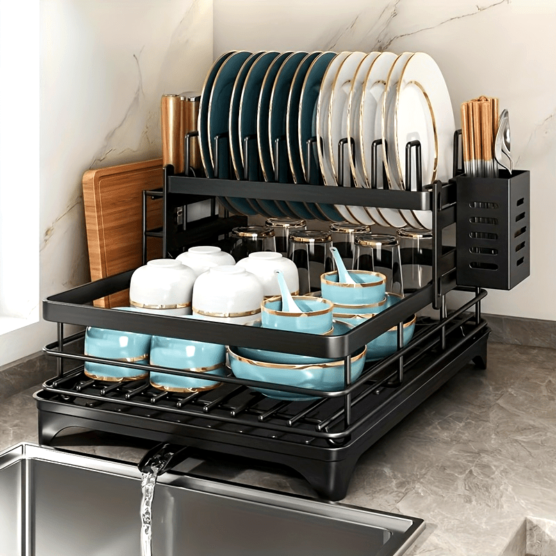 2 Tier Black Iron Kitchen Dish Rack by Snagg A Rack