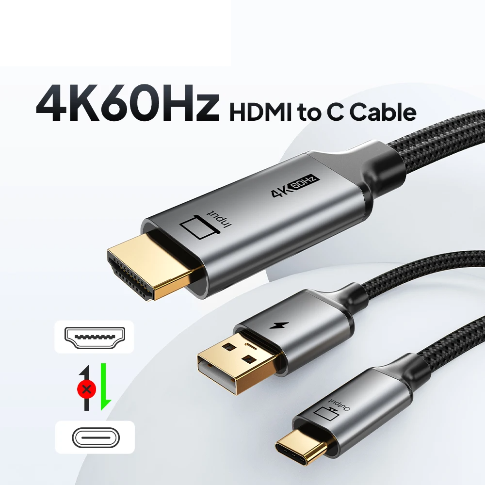 HDMI to USB-C Cable 4K@60Hz with USB Power – Game Console to USB-C Monitor for PS3/4/5 & Nintendo Switch