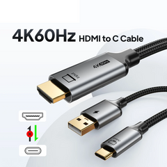 HDMI to USB-C Cable 4K@60Hz with USB Power – Game Console to USB-C Monitor for PS3/4/5 & Nintendo Switch