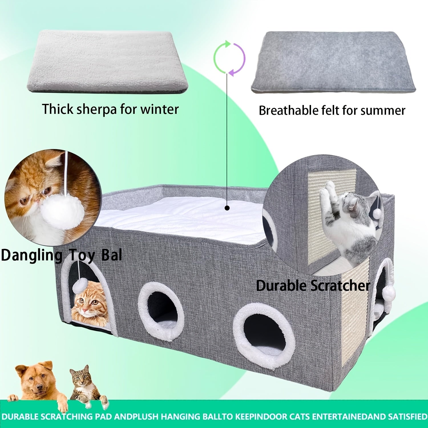 Large Collapsible Cat House with Dual Caves & Play Ball by Snagg A Cave