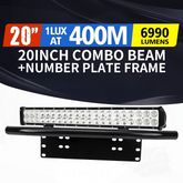20Inch Osram LED Light Bar Spot Flood Driving + 23’’ Number Plate Frame - 20’’ - Exterior Accessories