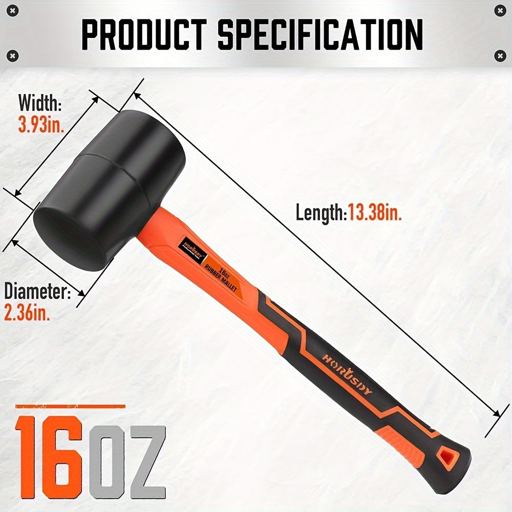 2 Pcs Rubber Mallet Hammer Set - 8oz & 16oz - General Hand Tools