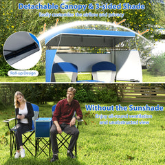 2 Person Folding Camping Chair with Adjustable Canopy by Snagg A Chair