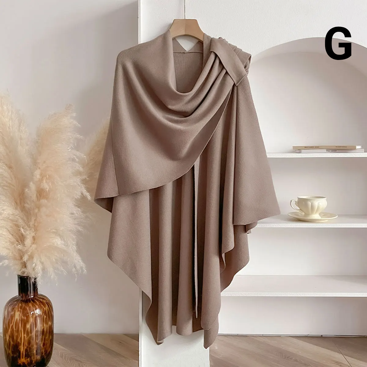 Women’s Double Sided Winter Poncho - G - Camel - Others In Fashion