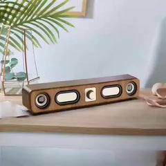 Retro Wood Grain Soundbar – Dual Wireless Speakers with USB, Card Slot & Mic Input by Snagg A Portable Speaker