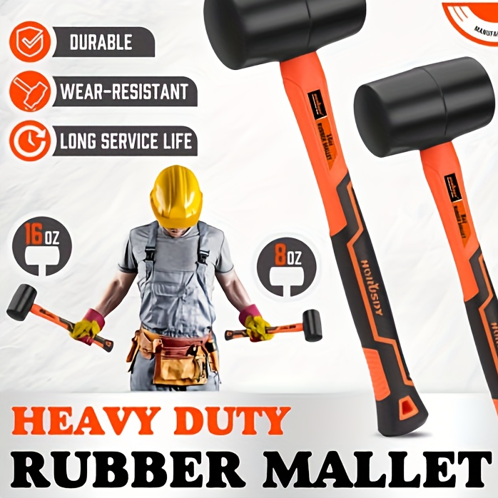 2 Pcs Rubber Mallet Hammer Set - 8oz & 16oz - General Hand Tools