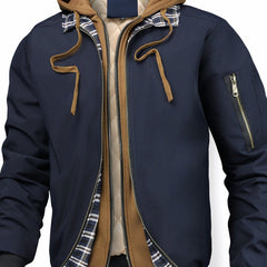 Men’s Solid Color Hooded Jacket with Plaid Lining by Snagg A Jacket