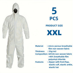 5 Pack Disposable Coveralls with Hood by Snagg A Coverall