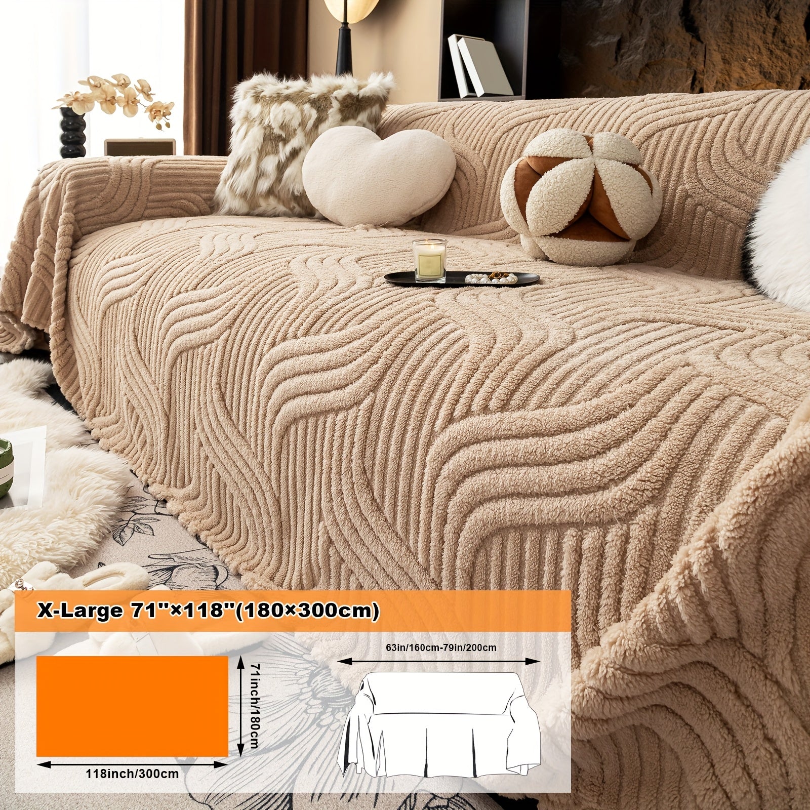 Oversized, Soft & Durable Plush Sofa Cover by Snagg A Sofa Cover