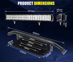 20Inch Osram LED Light Bar Spot Flood Driving + 23'' Number Plate Frame