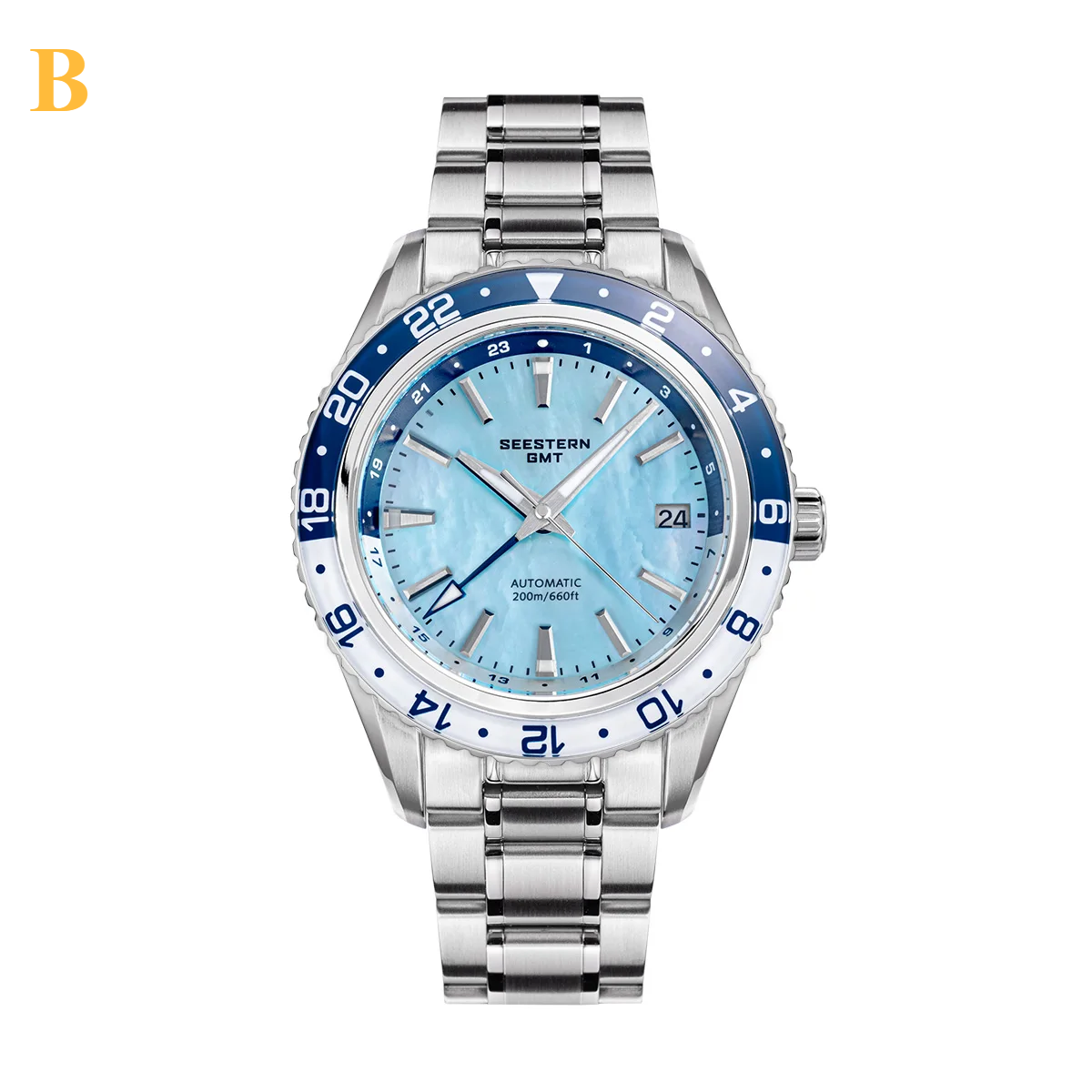 Automatic GMT Diver Watch – NH34 Movement | Sapphire Crystal | 20BAR Water Resistant | Dual Time Travel Edition - B