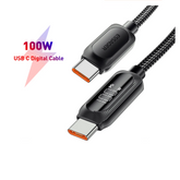USB-C to USB-C Cable 100W 5A PD | LED Digital Display Fast Charging Wire for MacBook Xiaomi Samsung 1M/2M/3M
