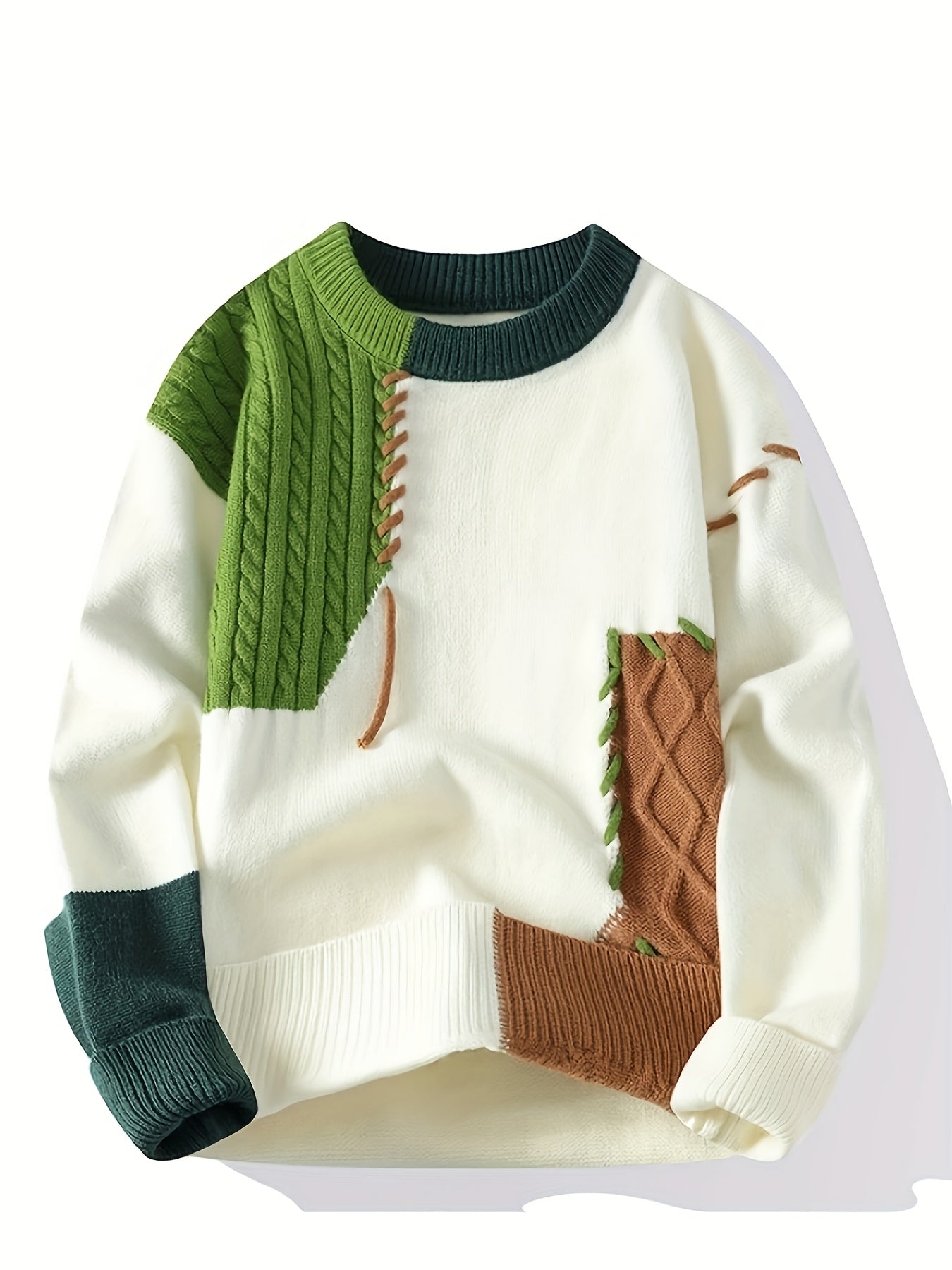 Men’s Color Block Cable Sweater by Snagg A Sweater