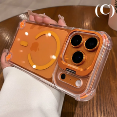 Luxury Transparent Airbag Case - For iPhone 17 Series - C - Orange / iPhone17 Pro Max - Phone Cases & Covers