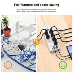 12-in-1 Powerboard with USB | 8 Outlets Surge Protector for Home & Office by Snagg An Extension Cable