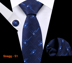 Classic Plaid Tie Set for Men - Necktie with Matching Pocket Square & Cufflinks - Snagg - 51 - Others In Fashion