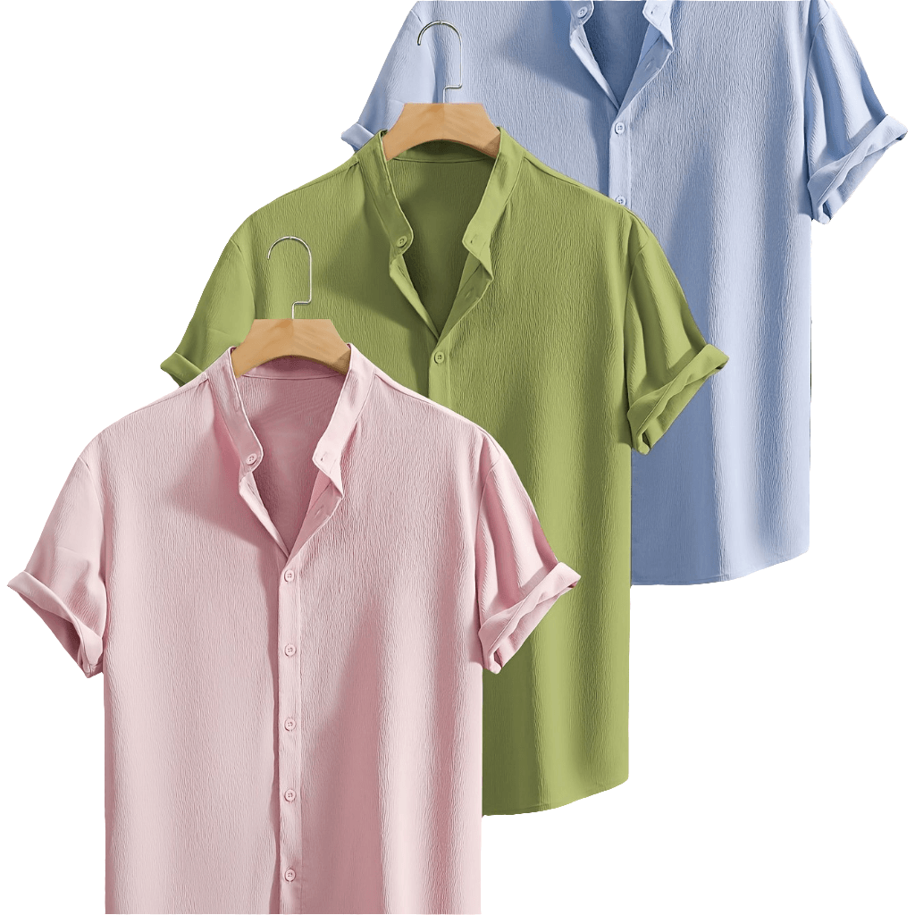 3-Pack Men’s Summer Short Sleeve Dress Shirts - SnaggIt