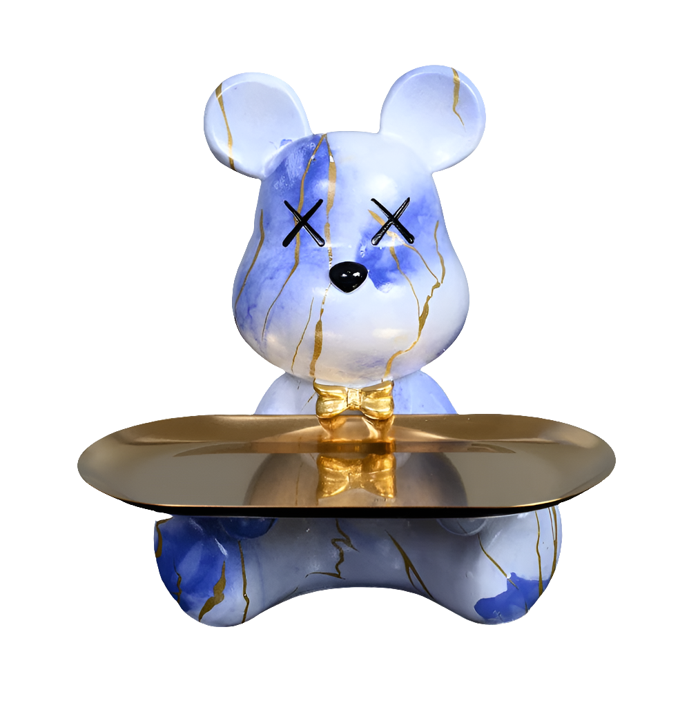 Colorful Bear Resin Figurine with Tray by Snagg A Sculpture
