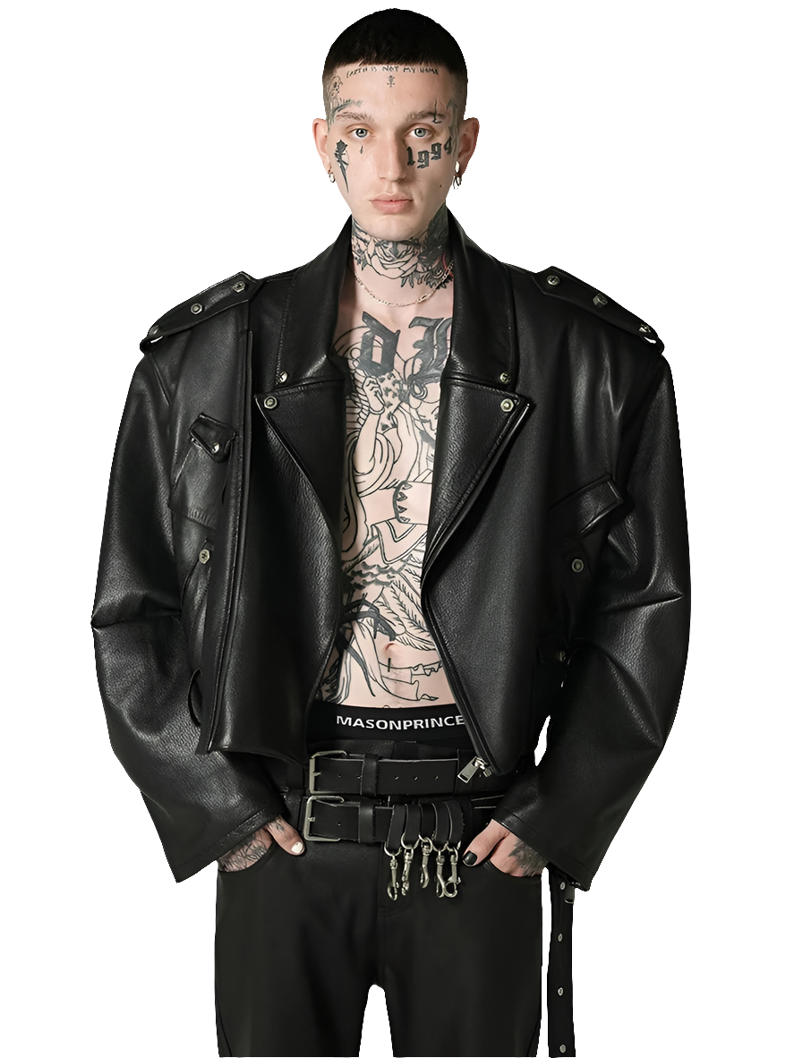 Oversized Black PU Leather Biker Jacket by Snagg A Jacket