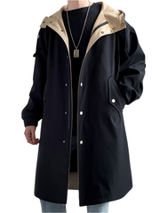 Men’s Mid-Length Beige Hooded Trench Coat by Snagg A Coat