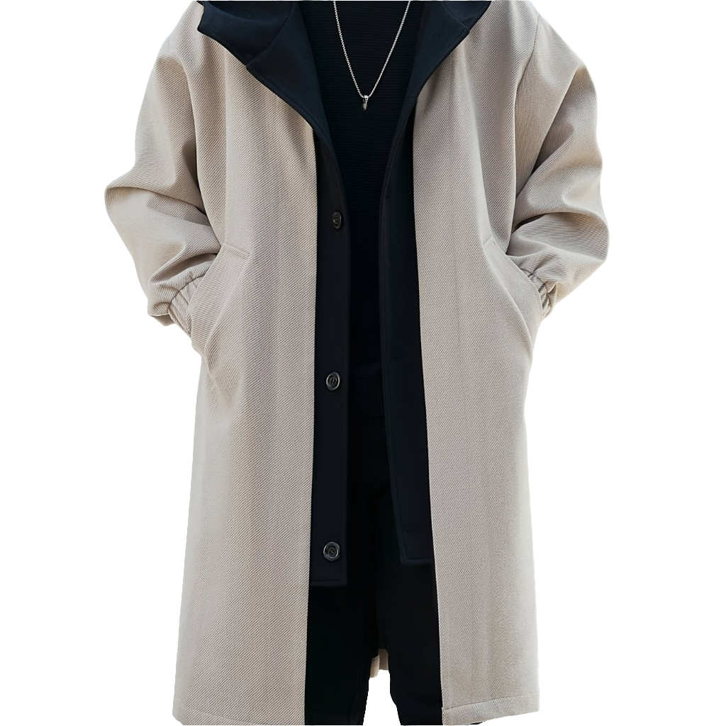 Men’s Casual Hooded Tweed Trench Coat by Snagg A Coat