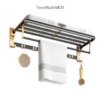 Black & Gold Aluminum Wall-Mounted Towel Rack – 60 cm by Snagg A Rack