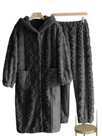 Cozy Men’s Fleece Pajama Set with Hooded Robe & Pants - SnaggIt