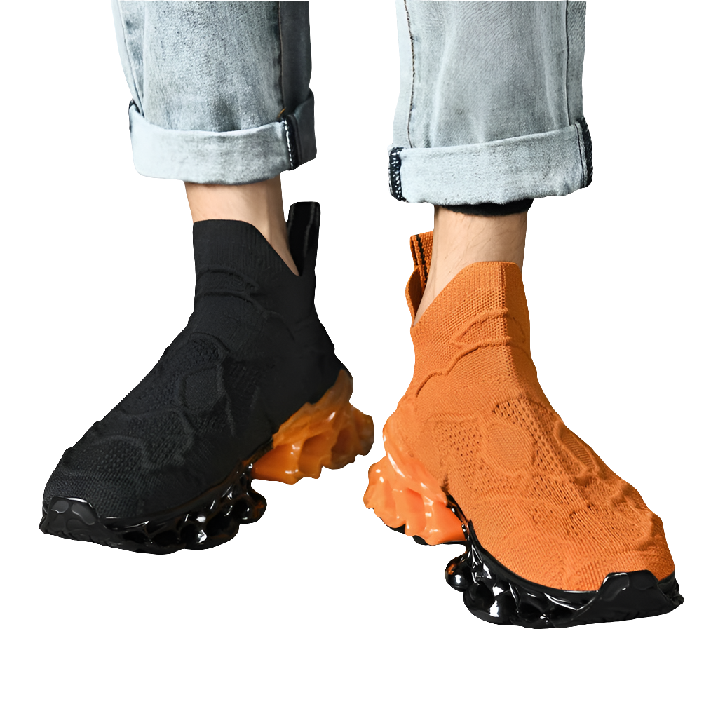 Orange & Black Sneakers – Lightweight Trainers with Height Boost by Snagg A Shoes