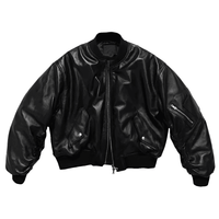 Black PU Leather Bomber Jacket - SnaggIt
