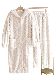 Cozy Men’s Fleece Pajama Set with Hooded Robe & Pants - SnaggIt