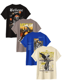 4-Pack Men’s Summer Letter Print T-Shirts - SnaggIt