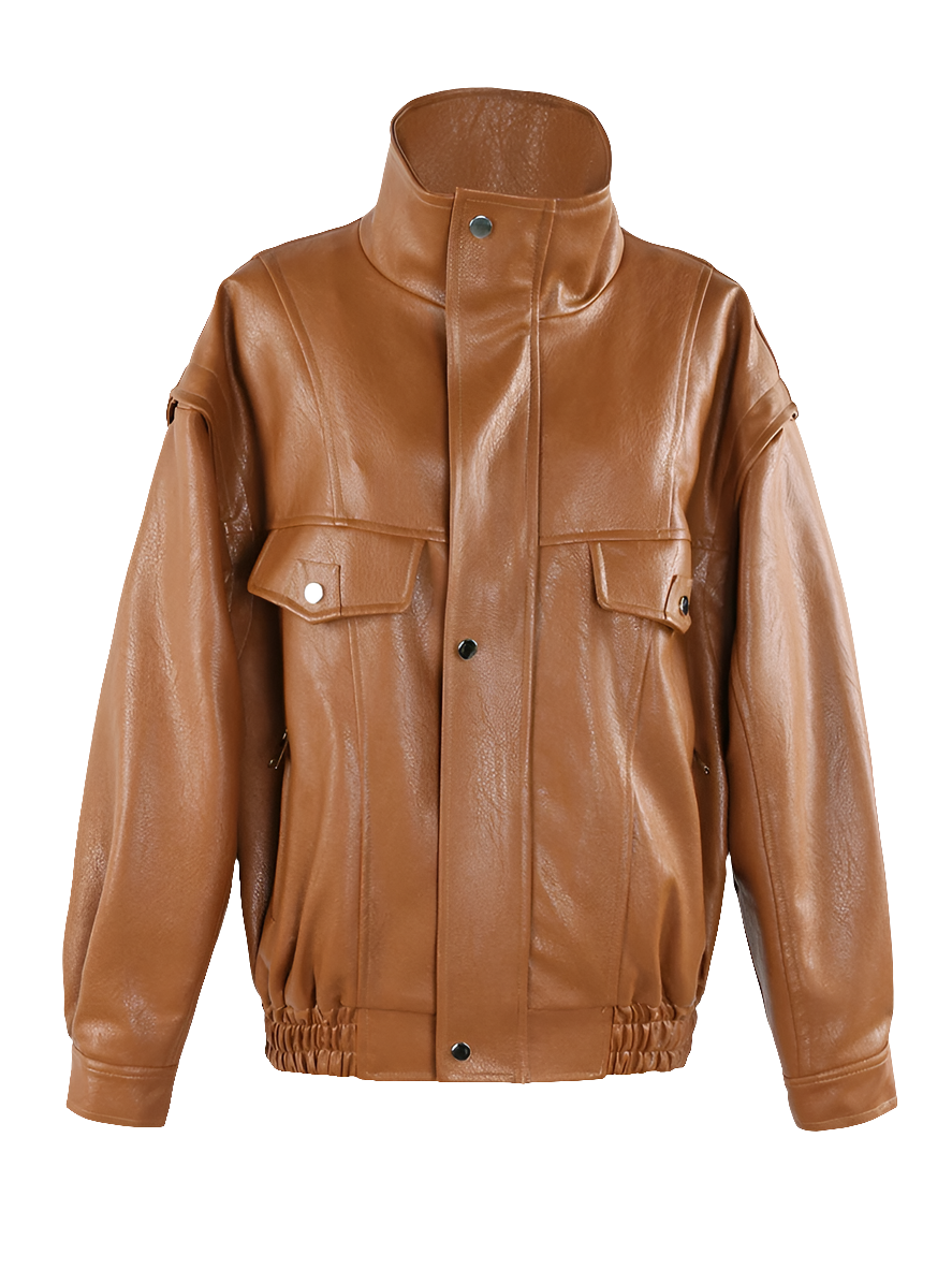 Oversized Waterproof & Windproof Faux Leather Jacket by Snagg A Jacket
