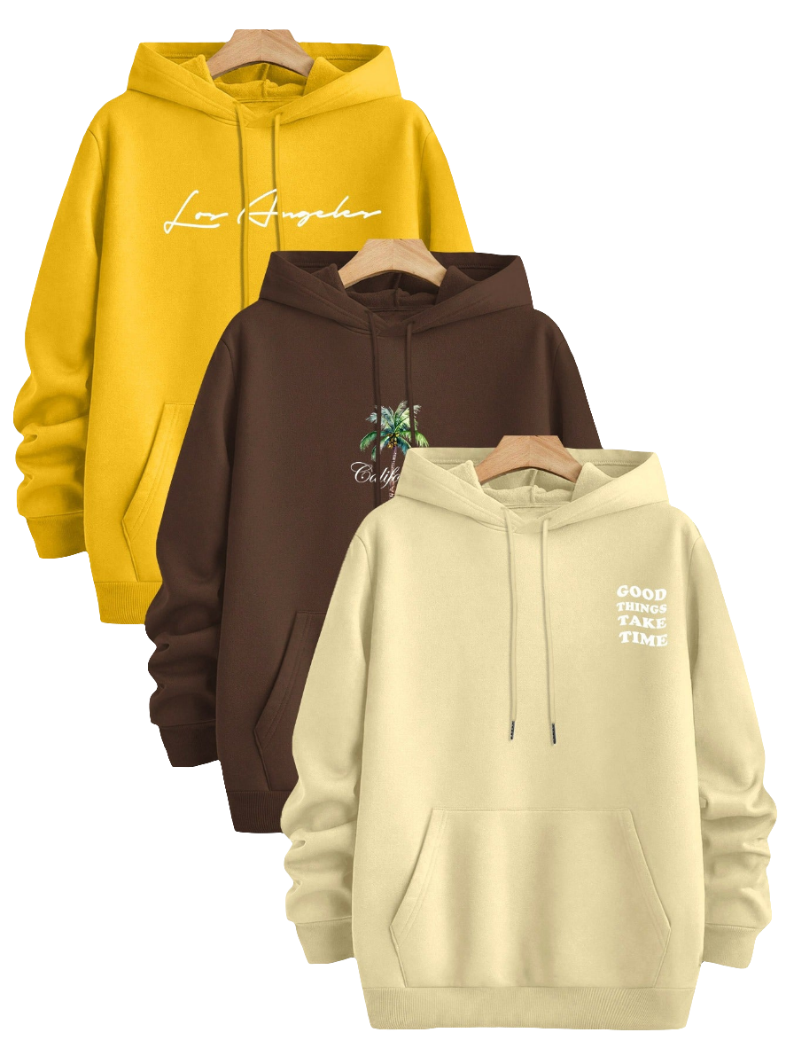 Three-Piece Set of Trendy Printed Hooded Sweatshirts by Snagg A Jumper