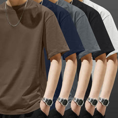 5pcs Heavyweight Men’s Cotton T-Shirts – Minimalist Solid Color Pack - SnaggIt