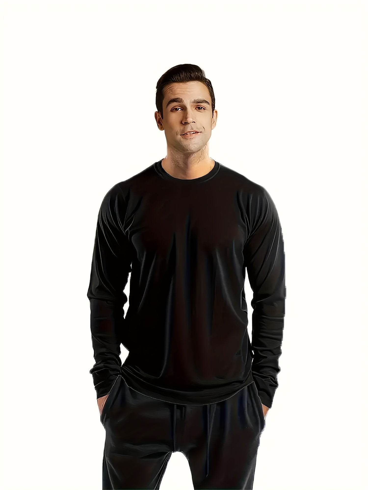 8pcs Men’s Long Sleeve Athletic Shirts – Multi-Color Quick-Dry Training Tops - SnaggIt