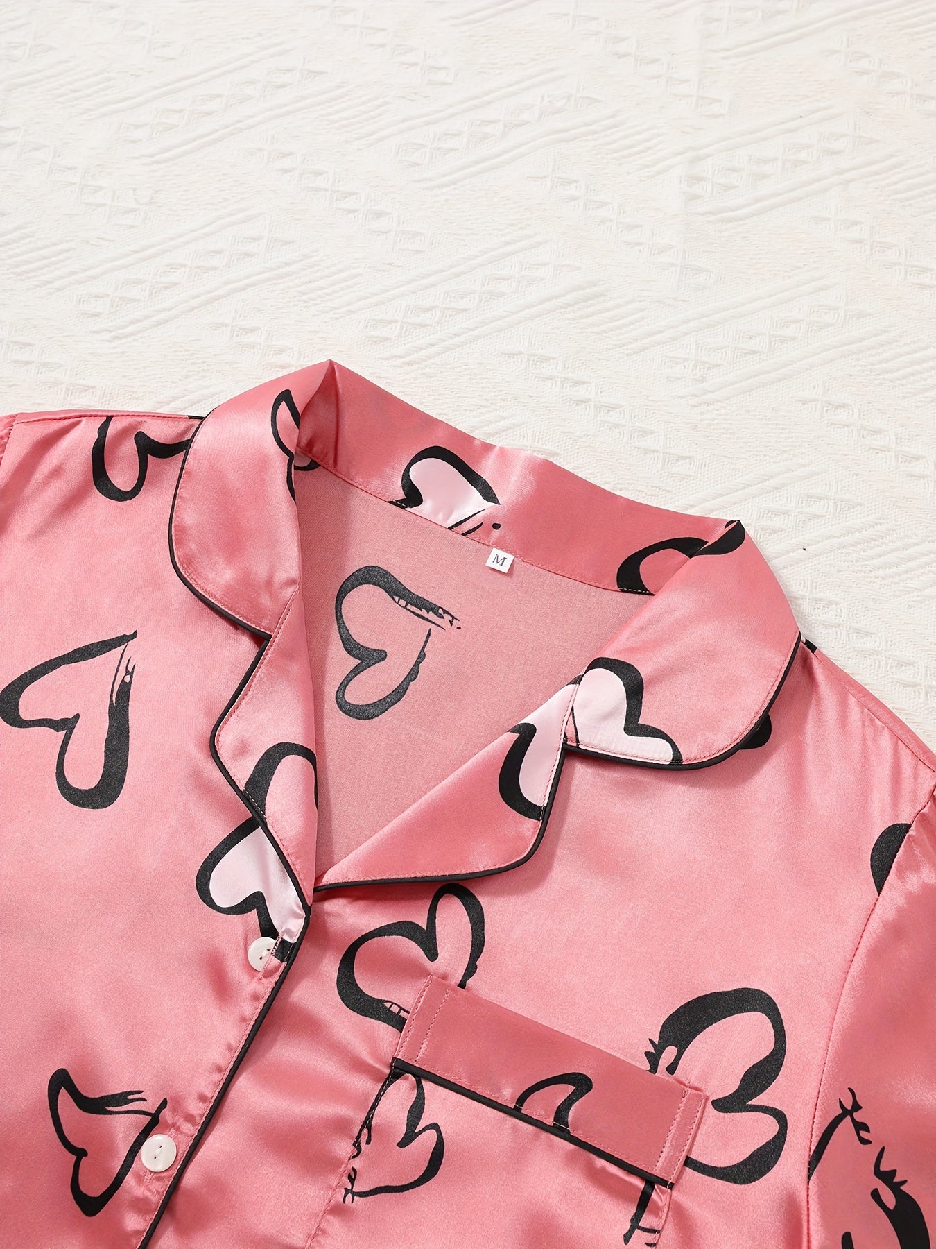 Women’s Love Print Satin – 3-Piece Pajama Set by Snagg A Pajama