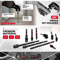 14 Pcs Impact Socket Adapter Set – Quick-Release & Magnetic Drill Bit Extensions with Swivel & Right Angle Adapters